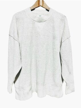 AERIE Grey Chunky Knit Oversized Cozy Sweater Coastal Grandma